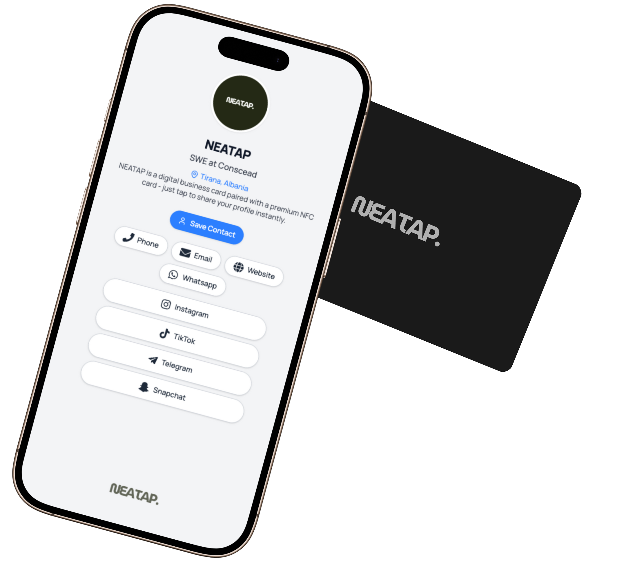 Phone scanning NeaTap NFC business card